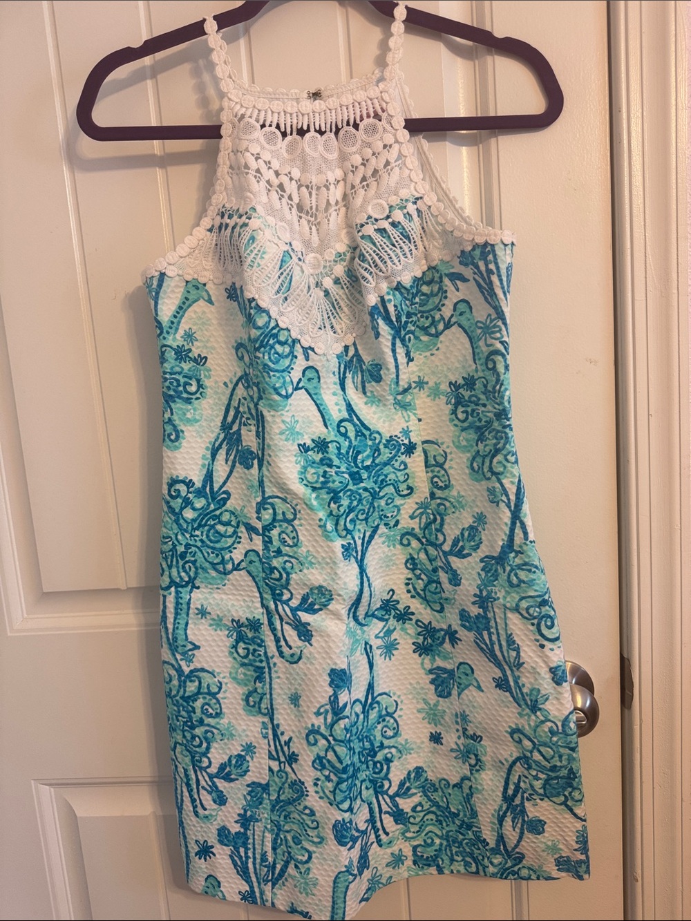 Lilly Pulitzer White & Blue Ostrich Dress
